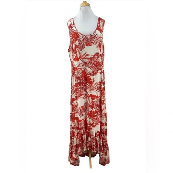 Soft Surroundings Lilo Palm Print
Maxi Dress Women 1X and 2X
Hi Low Hem - Picture 2 of 7